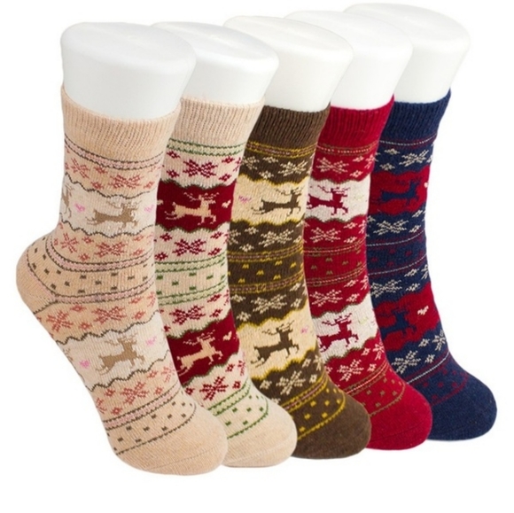 Other - 🍁3/$25 5 Pr Holiday Reindeer Socks